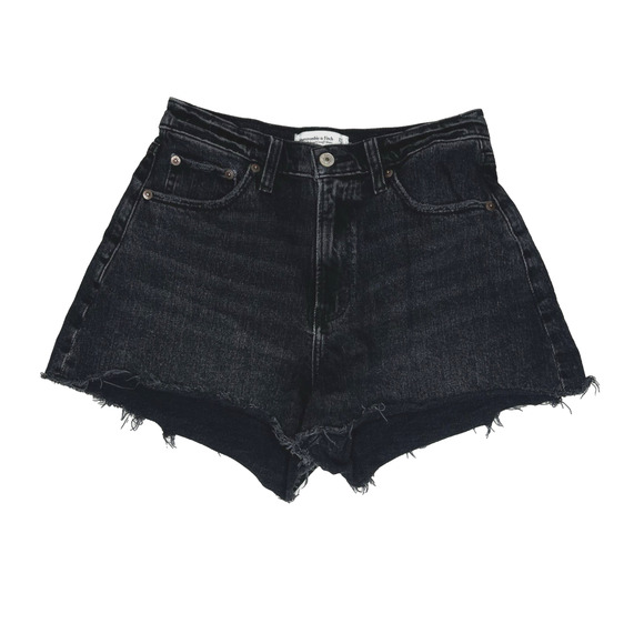 Abercrombie & Fitch Curve Love 90s Relaxed High Rise Cutoff Short Black sz 27/4 - Picture 7 of 10